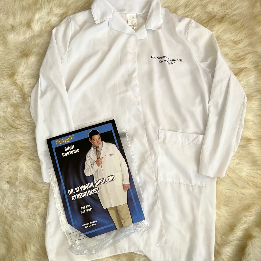 Dr. Seymour Bush Gynecologist Spirit Halloween Costume Lab Coat